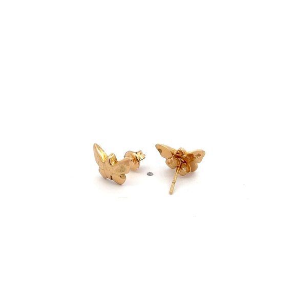 18K Gold Earrings Stud Butterfly 1.44 grams - Picture 7 of 8